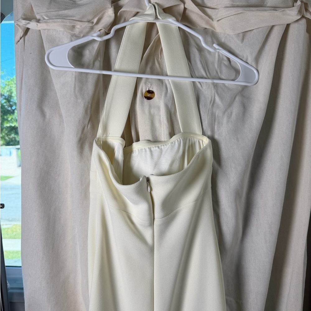 Aritiza Cream Halter Midi Dress - Sleeveless Elegant Style - Picture 2 of 8